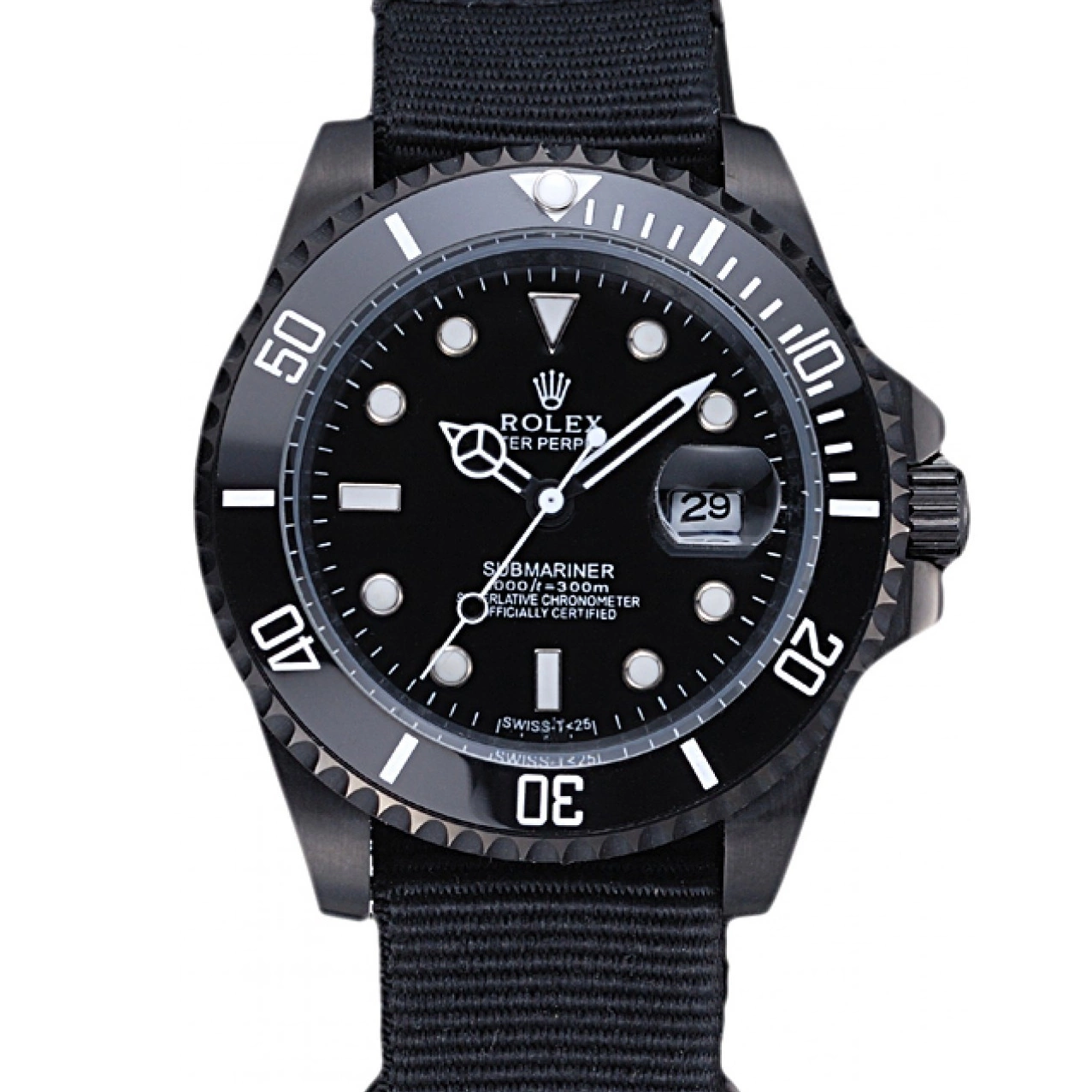 Aaa fake watches Black Nylon 622006 Strap Submariner Rolex 0806